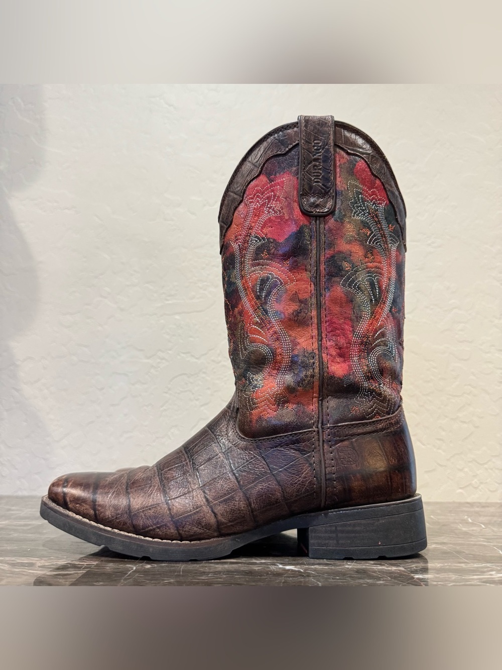Durango Mustang Croc Embossed Leather Cowboy Boots